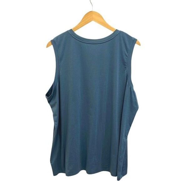 Athleta Womens Crew Neck Classic Muscle Tee Tank Top Teal Blue 2X - Picture 3 of 7